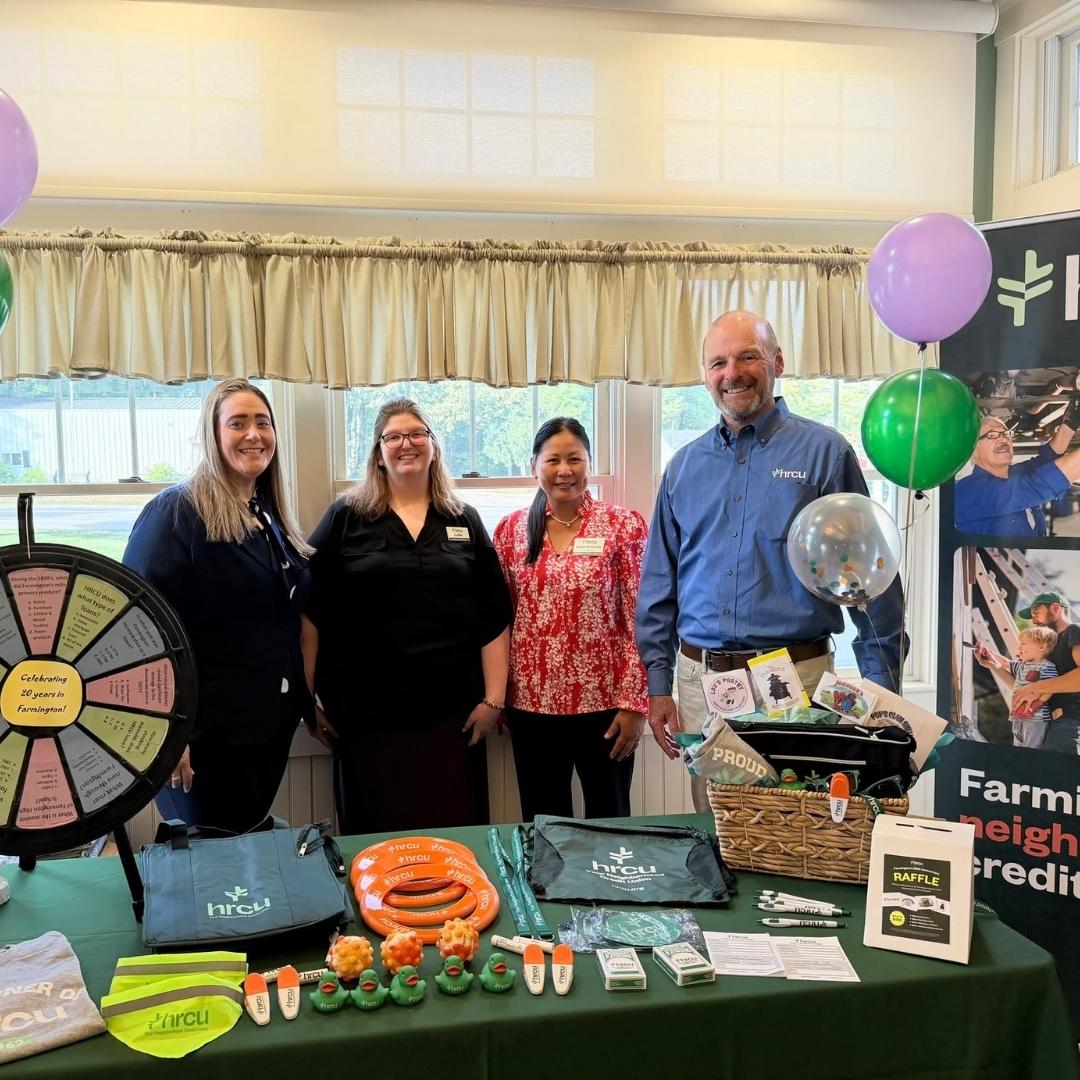 <p><span style="font-size: 12px;"><em>Pictured from left to right are Kayleigh Erwin, HRCU Financial Educator; Carlynne Pouliot, HRCU VP of Retail &amp; Business Development; Michele Halligan-Foley, Rochester School District Director of Career Technology Education; and Brian Hughes, HRCU President Emeritus.</em></span></p>